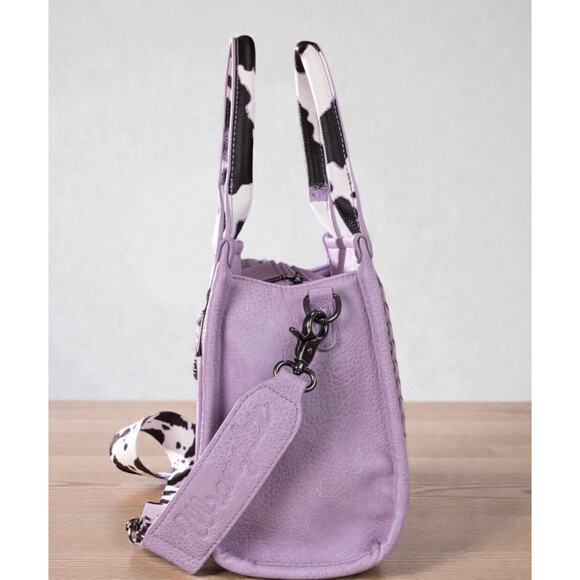 Wrangler Cow Print Purple Tote/Crossbody Bag *NEW w/ Tag & Dustbag* - Picture 4 of 5